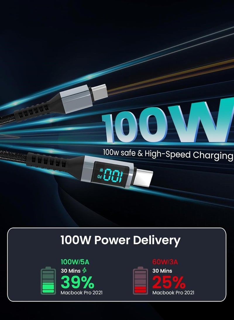 GUDOO USB C Cable 2M Braided 100W Power Delivery PD Fast charge Cable USB C to USB C Charging PD 5A E-Marker for iPhone, Laptop, MacBook, iPad Pro, Galaxy, and Type-C Devices  - Image 3