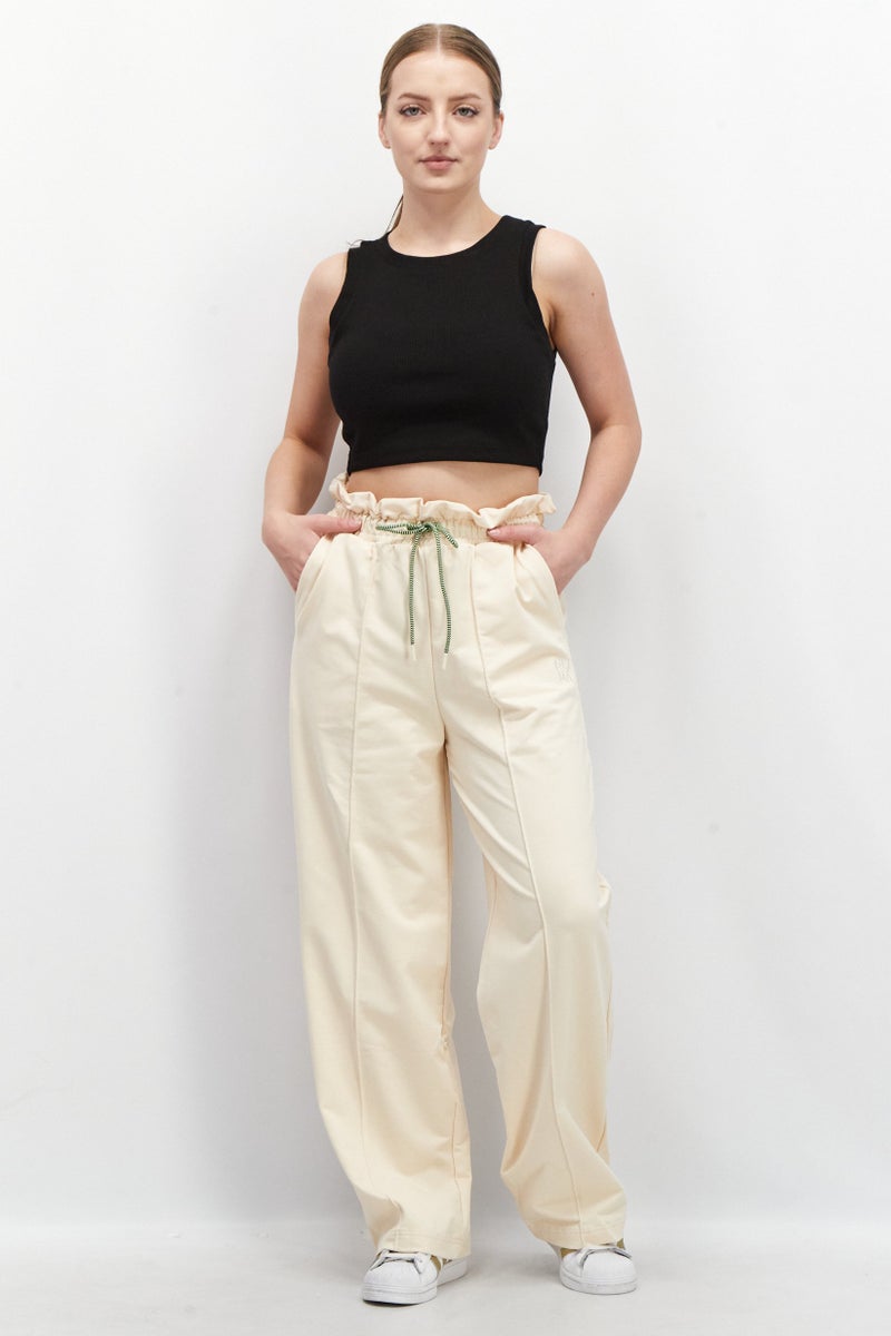 PUMA Women Sportswear Fit Embroidered Infuse Paperbag Outdoor Pants, Beige - Image 2