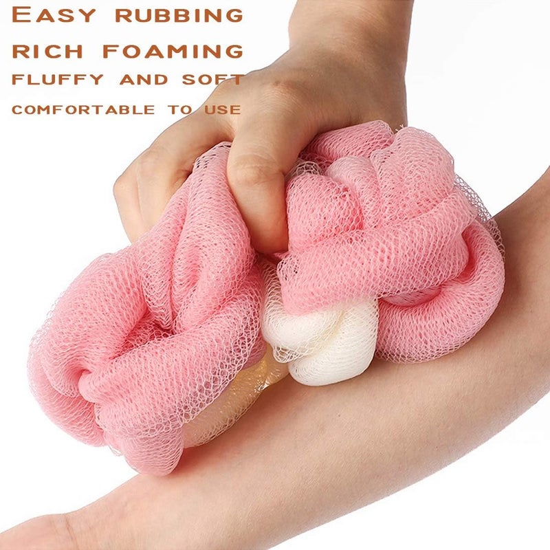 AARainbow 4 Packs Long Stretch Back Sponge with Rope Handles Back Scrubber Bath Shower Mesh Sponge Exfoliating Body Scrub Stretch Braided Loofah for Men and Women (B-1 Grey+1 Green+1 Pink+1 Coffee) - Image 4