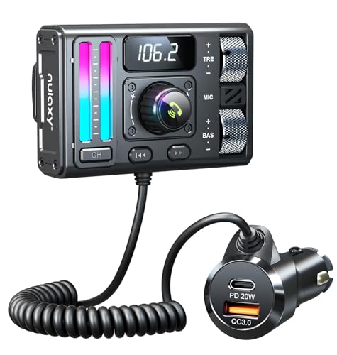 Nulaxy Bluetooth 5.3 Car Adapter with Air Vent Installation & DSP Noise Cancellation, QC3.0 & Type-C PD Car Charger Wireless FM Radio Transmitter Supports Bass & Treble Boost - Image 1