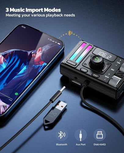 Nulaxy Bluetooth 5.3 Car Adapter with Air Vent Installation & DSP Noise Cancellation, QC3.0 & Type-C PD Car Charger Wireless FM Radio Transmitter Supports Bass & Treble Boost - Image 5