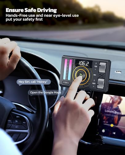 Nulaxy Bluetooth 5.3 Car Adapter with Air Vent Installation & DSP Noise Cancellation, QC3.0 & Type-C PD Car Charger Wireless FM Radio Transmitter Supports Bass & Treble Boost - Image 4