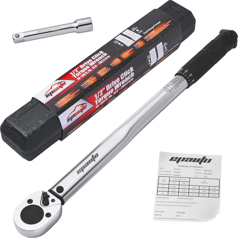 EPAuto 1/2-inch Drive Click Torque Wrench, 10-150 ft/lb, 13.6-203.5 N/m - Image 1