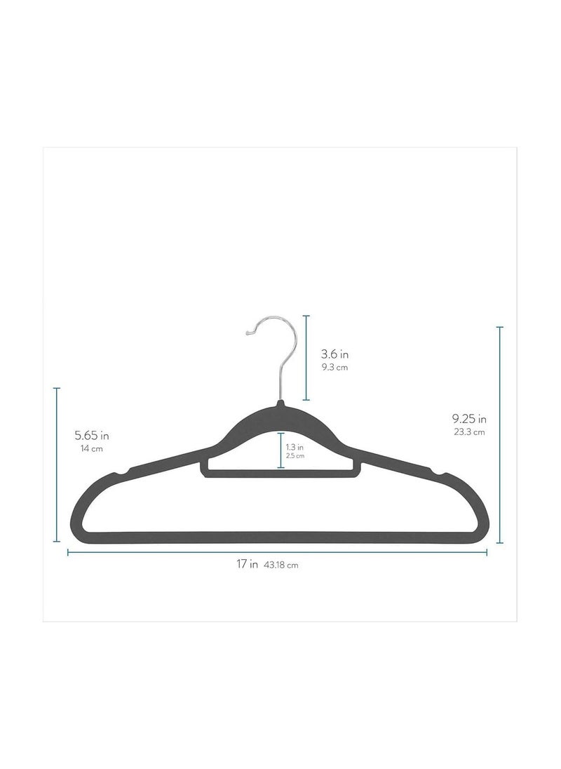 D'HOME D'Home Non-Slip Velvet Suit Hangers – Premium Ultra-Thin Space Saving Hangers with 360° Swivel Hook, Strong & Durable, Hold Up to 10 lbs – Ideal for Coats, Dresses, Pants, Tops – Grey (Pack of 50)  - Image 2