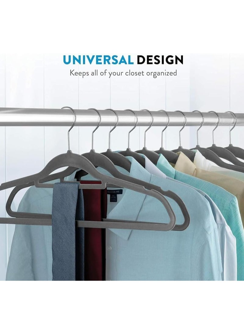 D'HOME D'Home Non-Slip Velvet Suit Hangers – Premium Ultra-Thin Space Saving Hangers with 360° Swivel Hook, Strong & Durable, Hold Up to 10 lbs – Ideal for Coats, Dresses, Pants, Tops – Grey (Pack of 50)  - Image 5