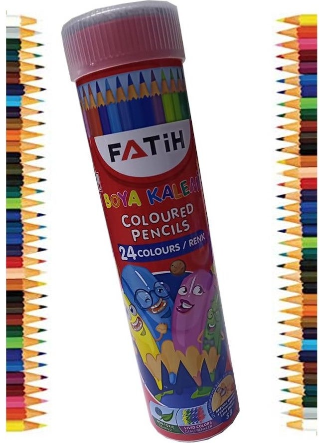 Fatih 24 Pieces of Dry Color Crayons in a Tin Box, 1 Piece of 24 Colors Crayons, Crayons in a Metal Box  - Image 3