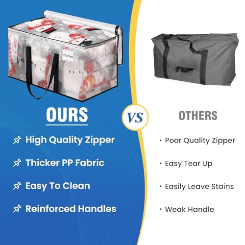 RoomHacks حقائب نقل شفافة ثقيلة من روم هاكس مع مقبض معزز وسحاب مزدوج، حقائب تخزين، بديل لصناديق النقل واللوازم، شفافة، كبيرة، 6 عبوات - Image 5
