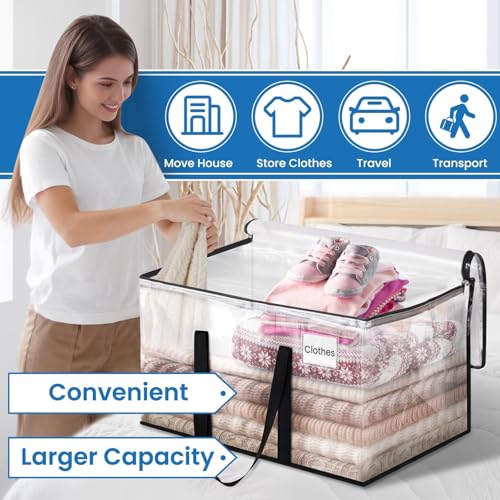 RoomHacks حقائب نقل شفافة ثقيلة من روم هاكس مع مقبض معزز وسحاب مزدوج، حقائب تخزين، بديل لصناديق النقل واللوازم، شفافة، كبيرة، 6 عبوات - Image 4