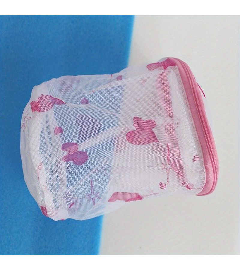 1pc High Quality White Bra Underwear Washing Bag With Bracket Laundry Net Folding Mesh Bag - Image 5