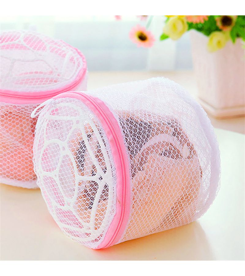 1pc High Quality White Bra Underwear Washing Bag With Bracket Laundry Net Folding Mesh Bag - Image 1