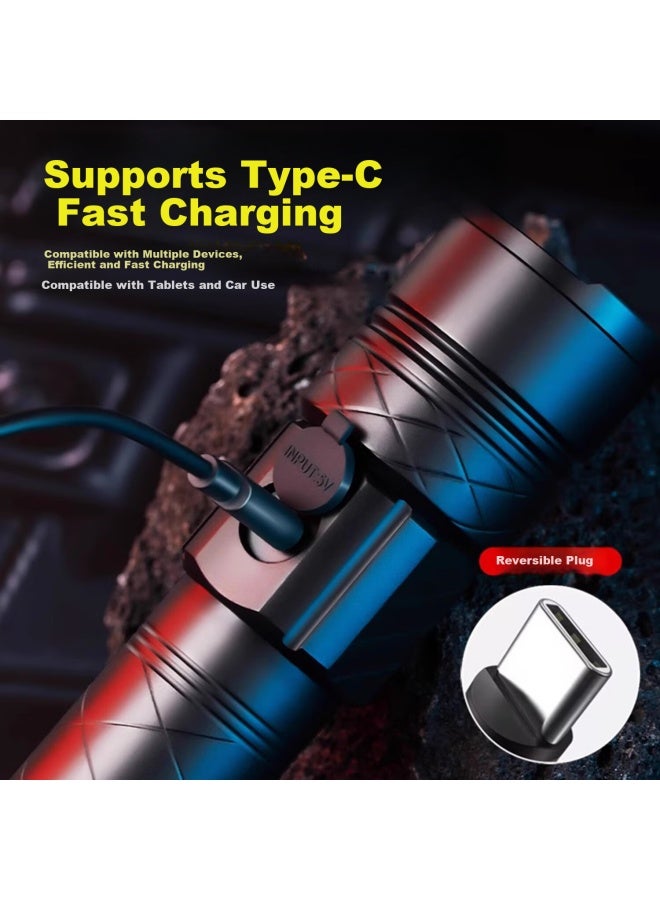 Aux High-power Flashlight Outdoor Super Bright Long-range Durable Home Property Military Cycling Emergency Light - Image 3