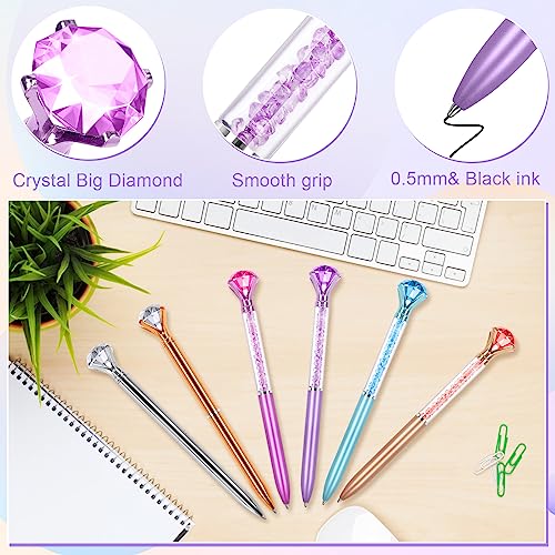 Joyberg 6 Diamond Pens with Crystal Top, Bulk with Black Ink Refill, for Office, School, Home - Image 4