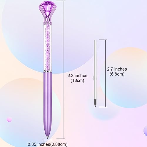 Joyberg 6 Diamond Pens with Crystal Top, Bulk with Black Ink Refill, for Office, School, Home - Image 2