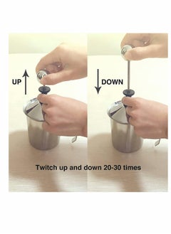 Y&D Manual Milk Frother, 14-Ounce/400ml,304 Stainless Steel Hand Pump Foamer, Handheld Frothing Pitchers DIY Fancy Coffee Cream Foamer Creamer  - Image 4