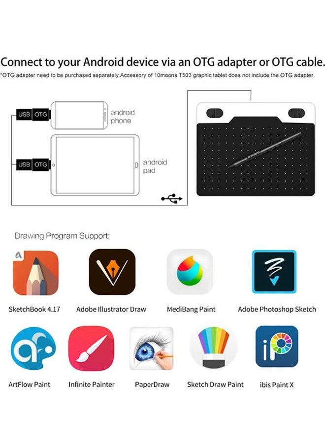 Arabest - Ultralight Graphic 8192 Levels Digital Drawing Tablet With Battery-Free Pen Compatible For Android Device - Image 1