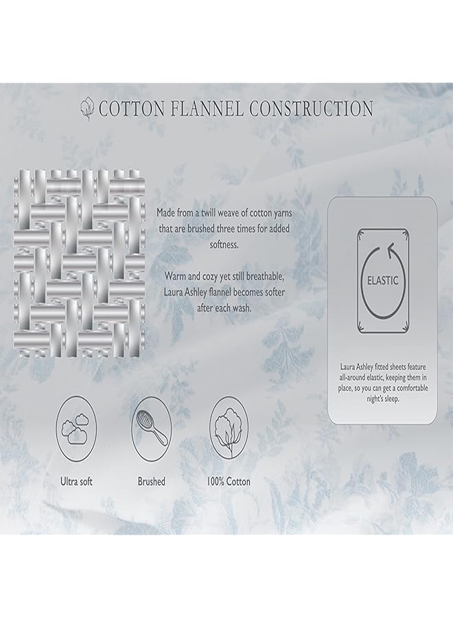LAURA ASHLEY Home Twin Sheets Cotton Flannel Bedding Set Brushed For Extra Softness And Comfort Lisalee Twin - Image 5