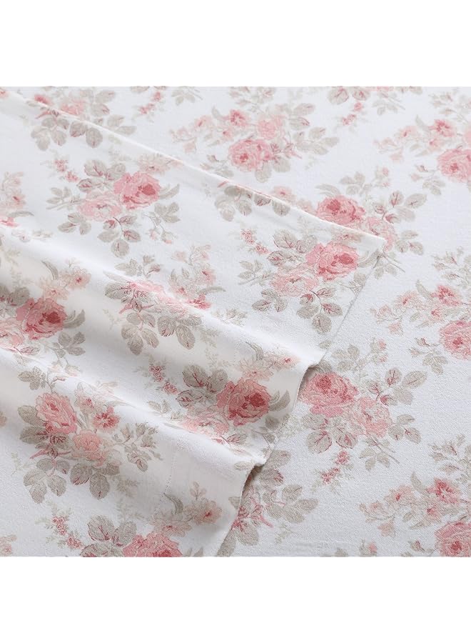 LAURA ASHLEY Home Twin Sheets Cotton Flannel Bedding Set Brushed For Extra Softness And Comfort Lisalee Twin - Image 3