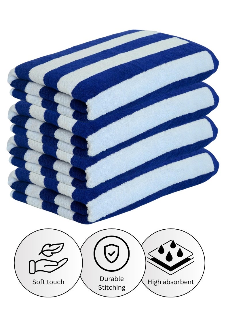 Pearl Coast International 4 Pieces Luxury Oversized Beach Towel Set Pack of 4 90x180cm Extra Large Premium Cotton 550 GSM Ultra Soft and Highly Absorbent Pool Cabana Stripe Hotel And Spa Quality Towels Blue and White Stripe  - Image 4