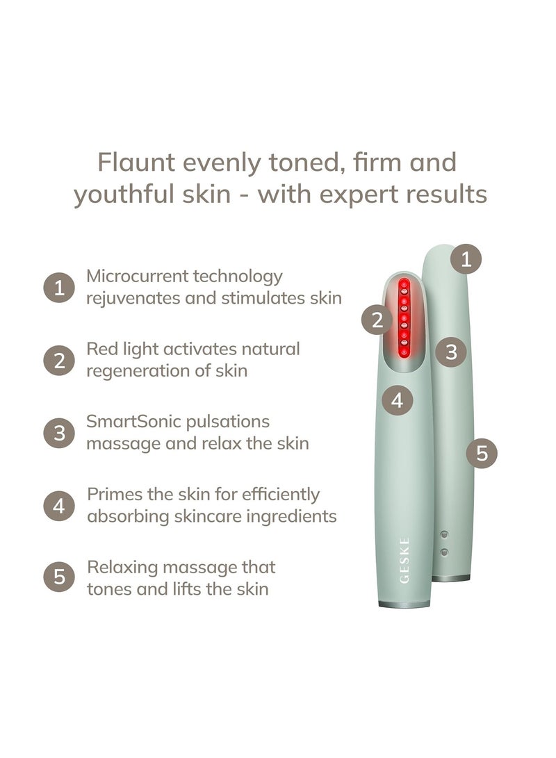 GESKE Skin Firming Wall | 7 in 1 | Anti-Ageing | Microcurrent Facelift | Reduces Aging | Advanced Facial Firmer | Red LED Light Technology, Green - Image 2