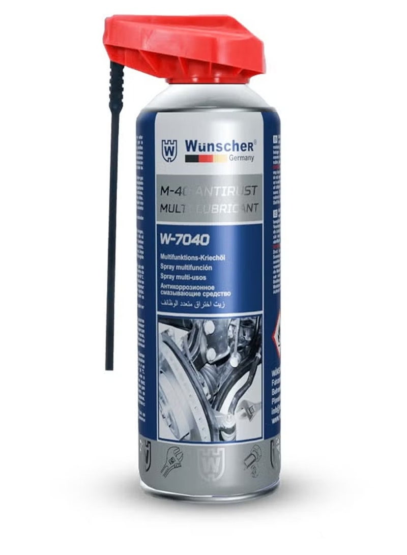 ونشر بخاخ التشحيم متعدد الأغراض Wunscher W-7040 (سعة 400 مل) - بخاخ صيانة مانع للصدأ، ومزلق متغلغل للأقفال والمفصلات والسلاسل والبراغي والأدوات والأجزاء الميكانيكية؛ منظف طارد للرطوبة وحل لحماية المعادن من التآكل. - Image 2