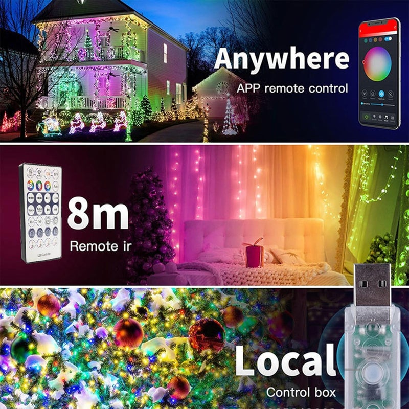 كلاراكو شريط إضاءة LED ذكي يعمل بتقنية البلوتوث، مصابيح LED مع مؤقت وجدول زمني، تطبيق ذكي للتحكم في الموسيقى ومزامنة الألوان وإضاءة LED متغيرة اللون مع جهاز تحكم عن بعد - مصابيح LED لغرفة النوم والديكور المنزلي والحفلات والمهرجانات (6.56 قدم) - Image 3