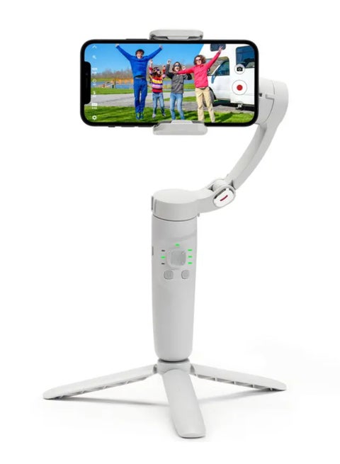 3-axis smartphone gimbal stabilizer with a tripod is a device designed to help users capture smooth, stable video footage with their smartphones.