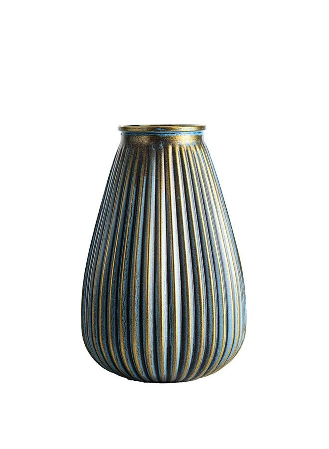 ZCM-HAPPY medium  classic ribbed/striped oval design Living Room Flower Vase ,Kitchen Living Room Centerpieces Office Desk, Fit for Holding Dried Flowers  - Image 1