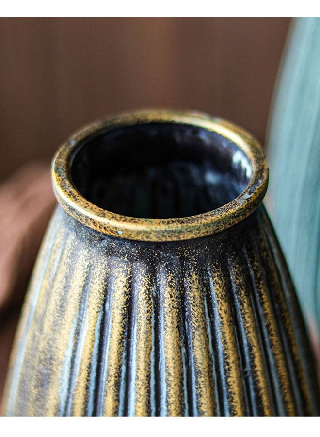 ZCM-HAPPY medium  classic ribbed/striped oval design Living Room Flower Vase ,Kitchen Living Room Centerpieces Office Desk, Fit for Holding Dried Flowers  - Image 5