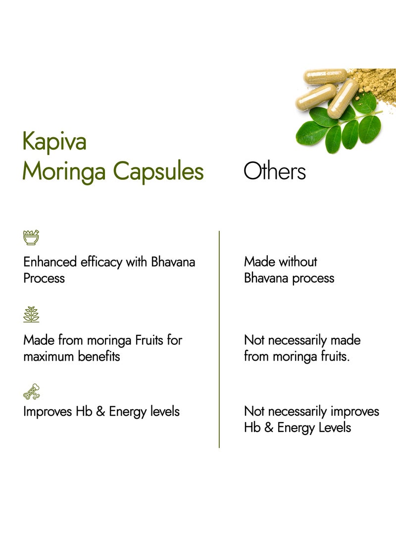 Kapiva - Moringa Capsules, Natural Source Of Vitamins And Minerals 60 Caps, 500mg Each - Image 1