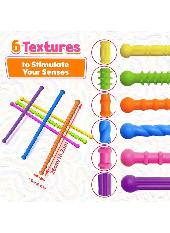 Set Of 6 Reversible Texture Sensory Sticks Lightweight Focus Aid Tactile Toy Gift - Image 4