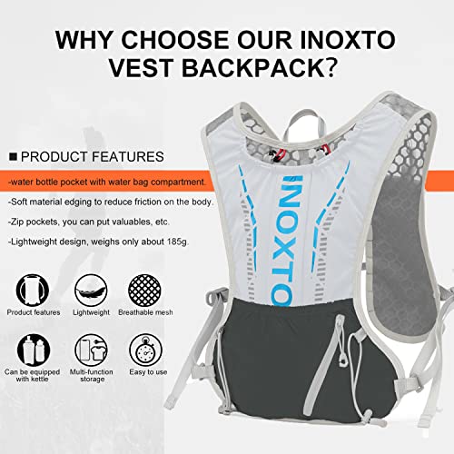 INOXTO Hydration Vest Backpack,Lightweight Insulated Pack with 1.6L Water Bladder Bag Daypack for Hiking Trail Running Cycling Race Marathon for Women Men - Image 2