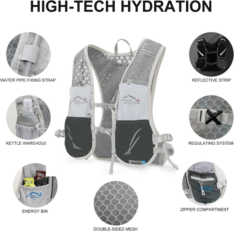 INOXTO Hydration Vest Backpack,Lightweight Insulated Pack with 1.6L Water Bladder Bag Daypack for Hiking Trail Running Cycling Race Marathon for Women Men - Image 4