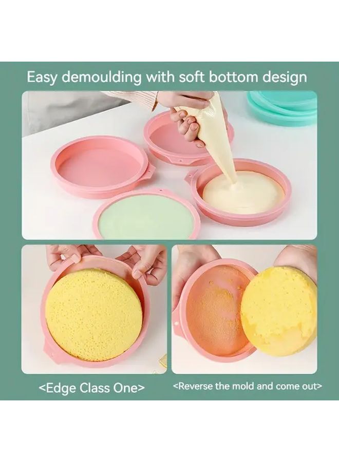 6 Inch 4 piece Set Silicone Cake Molds Non Stick Round Baking Pans - Image 5