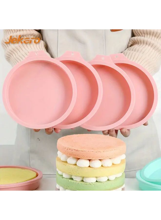 6 Inch 4 piece Set Silicone Cake Molds Non Stick Round Baking Pans - Image 1