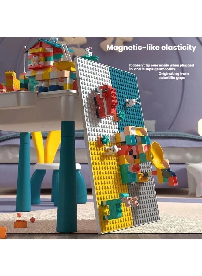 POWER This children's building block activity table and chair set contains 160 large building blocks and is suitable for children aged 3-6. It is a multi-functional game table, a DIY building toy table, and comes with a storage box, combining education and entertainment. - Image 2