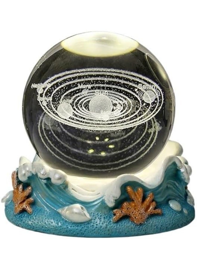 3D Engraved Solar System Crystal Ball Night Light Ambient Light - Image 1