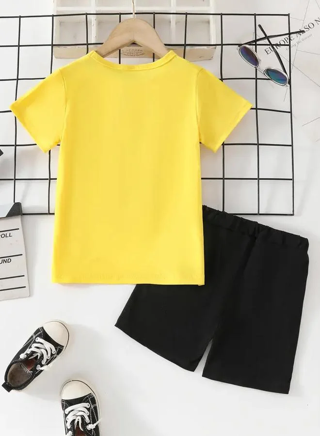 تايك تو Take Two Boys Yellow Monster Truck Graphic T-Shirt & Shorts Set