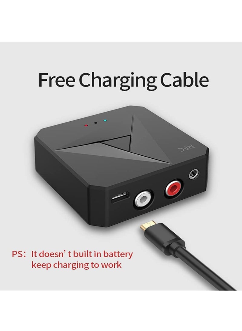 Bluetooth 5.0 Transmitter Receiver, 2-In-1 Bluetooth Transmitter NFC Bluetooth Receiver Wireless Audio Bluetooth Adapter with 3.5mm Jack and RCA for TV Home Stereo Car Pc Home Theater - Image 2