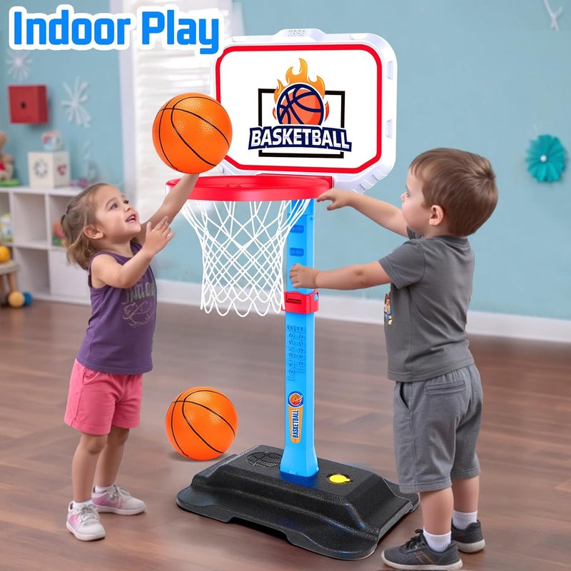 Tsomtto Toddler Basketball Hoop for Kid 1-3, Mini Adjustable Basketball Hoops Indoor with Balls Outdoor Pool Basketball Goal Sports Play Toys for 1 2 3 year old Baby Boys Girls Christmas Birthday Gifts - Image 3
