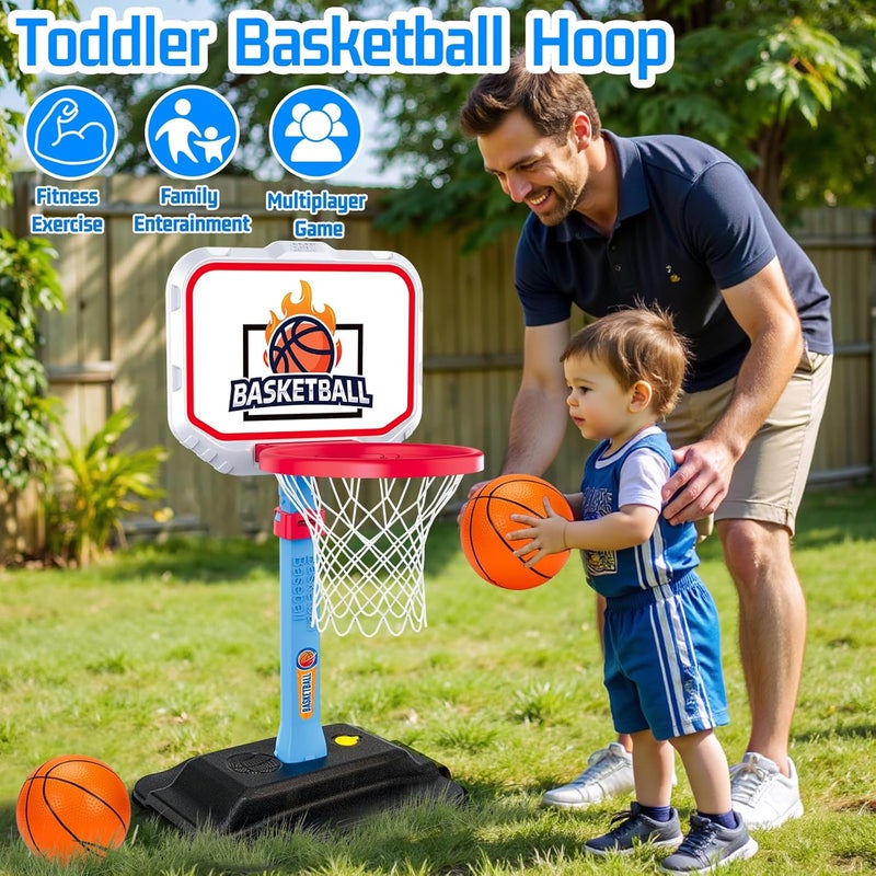 Tsomtto Toddler Basketball Hoop for Kid 1-3, Mini Adjustable Basketball Hoops Indoor with Balls Outdoor Pool Basketball Goal Sports Play Toys for 1 2 3 year old Baby Boys Girls Christmas Birthday Gifts - Image 5