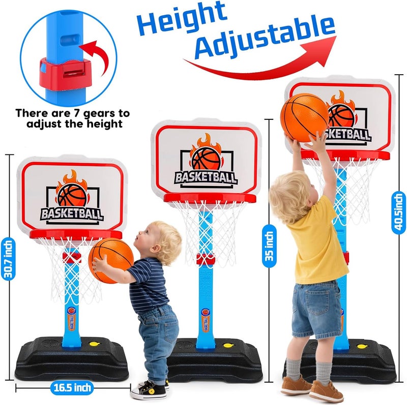 Tsomtto Toddler Basketball Hoop for Kid 1-3, Mini Adjustable Basketball Hoops Indoor with Balls Outdoor Pool Basketball Goal Sports Play Toys for 1 2 3 year old Baby Boys Girls Christmas Birthday Gifts - Image 2