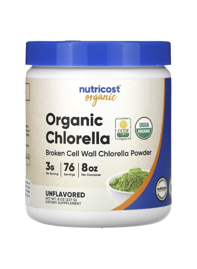 Nutricost نوتريكوست، كلوريلا عضوية، بدون نكهة، 8 أونصات (227 غرام) - Image 1