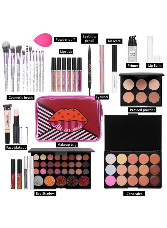 pomcral Makeup Kit For Wonmen Full Kit Eyeshadow Eyeliner Lipgloss Lipstick Makeup Brushes Mascara Eyebrow Pencil Concealer Face Powder Primer Make Up Set For Girls Beginners - Image 3