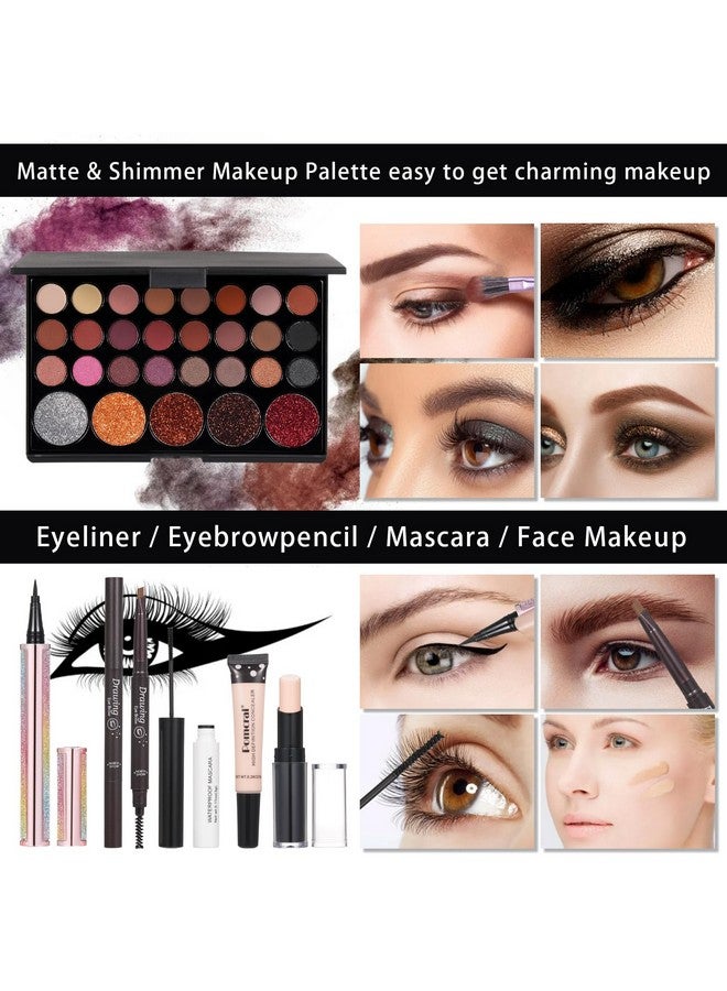 pomcral Makeup Kit For Wonmen Full Kit Eyeshadow Eyeliner Lipgloss Lipstick Makeup Brushes Mascara Eyebrow Pencil Concealer Face Powder Primer Make Up Set For Girls Beginners - Image 4