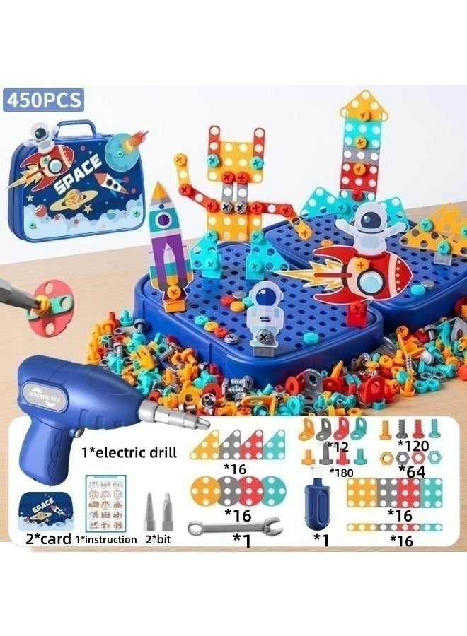 MLADEN Drill Design Puzzle Constructions Toys – 450 Pcs Electric Drill Creative Screwdriver Building Take Apart Blocks STEM Educational Set With Storage Box For 3 4 5 6 7 8 Ages Kids Boys - Image 2