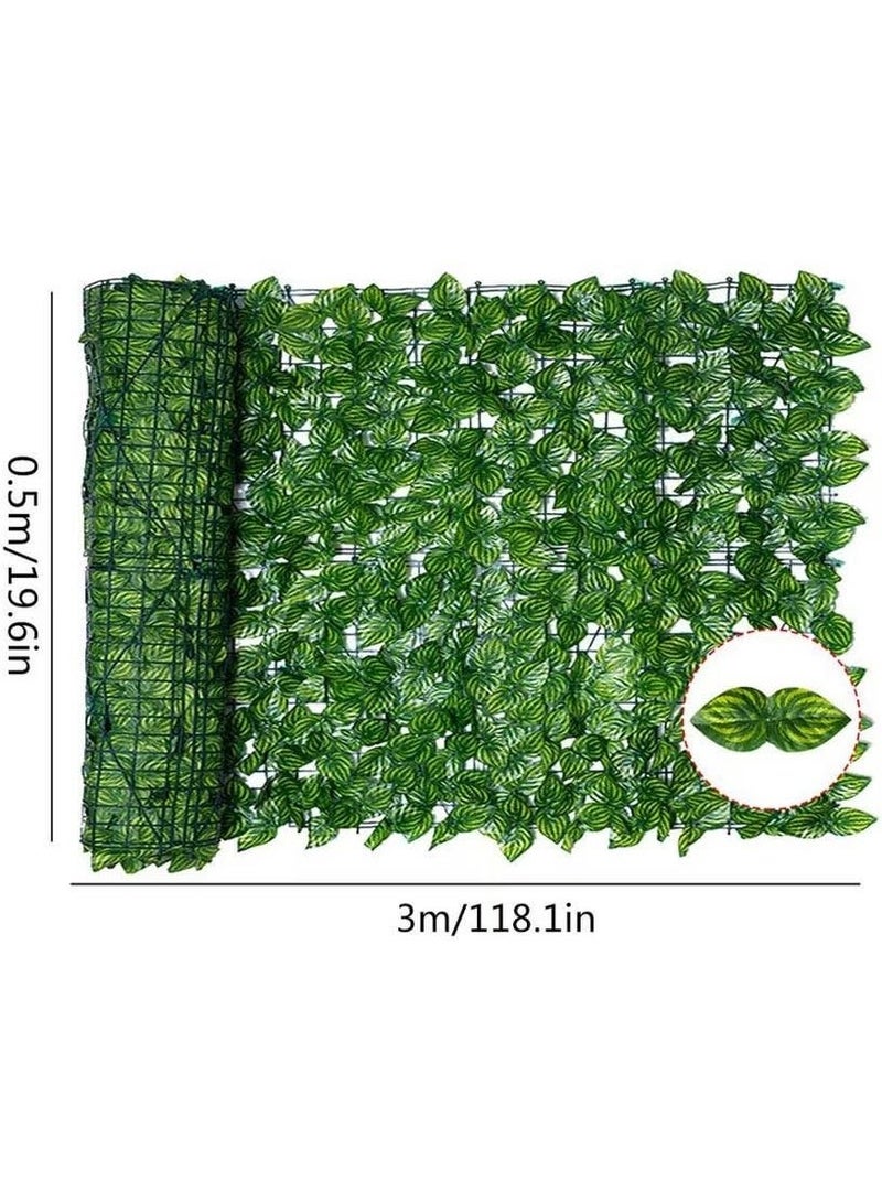 YUFAN Artificial Ivy Privacy Fence, 3*0.5m Green Plastic Leaf Fence Panels Artificial Leaf Screen Hedge Privacy Fence Roll Wall Landscaping for Outdoor Decor, Garden - Image 2