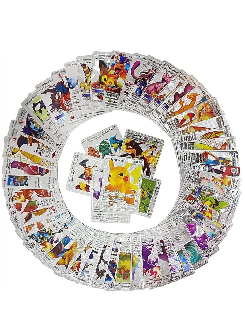 Pokemon Silver Pokemon Cards Set (55 pcs) - Including Vmax Rares V Series GX EX Rares Charizard Common Cards ( Random pic on cards box cover)  - Image 1