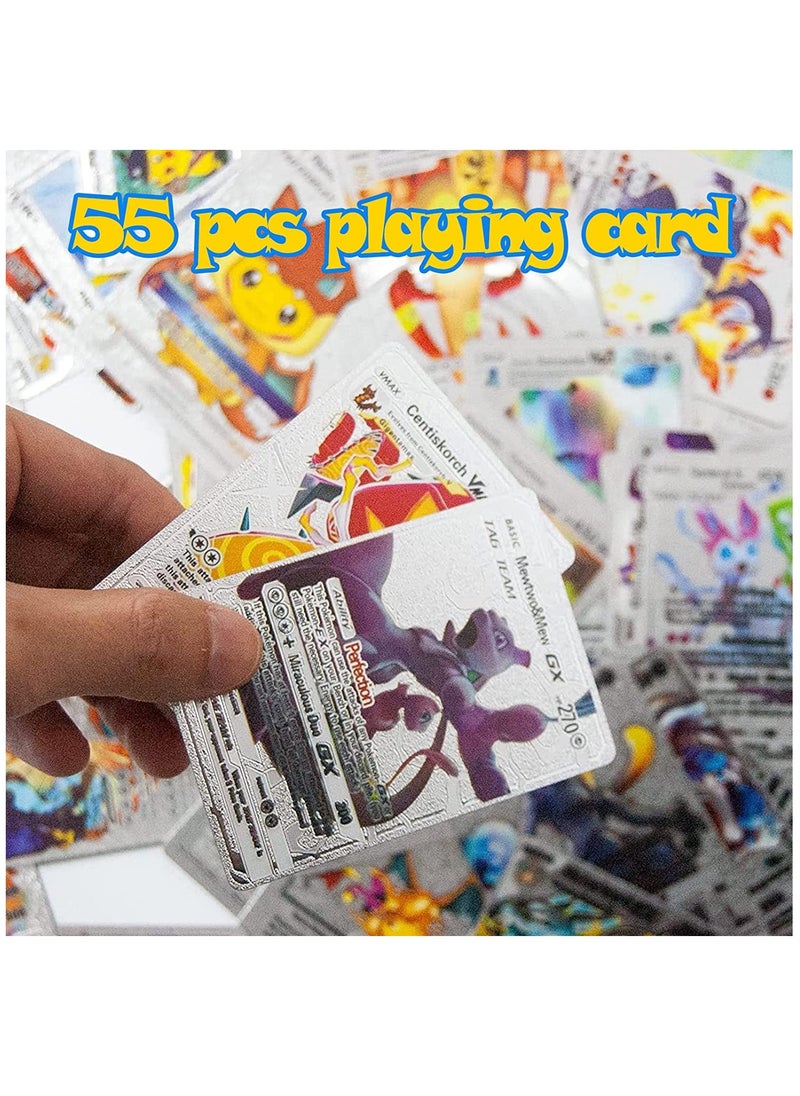 Pokemon Silver Pokemon Cards Set (55 pcs) - Including Vmax Rares V Series GX EX Rares Charizard Common Cards ( Random pic on cards box cover)  - Image 5
