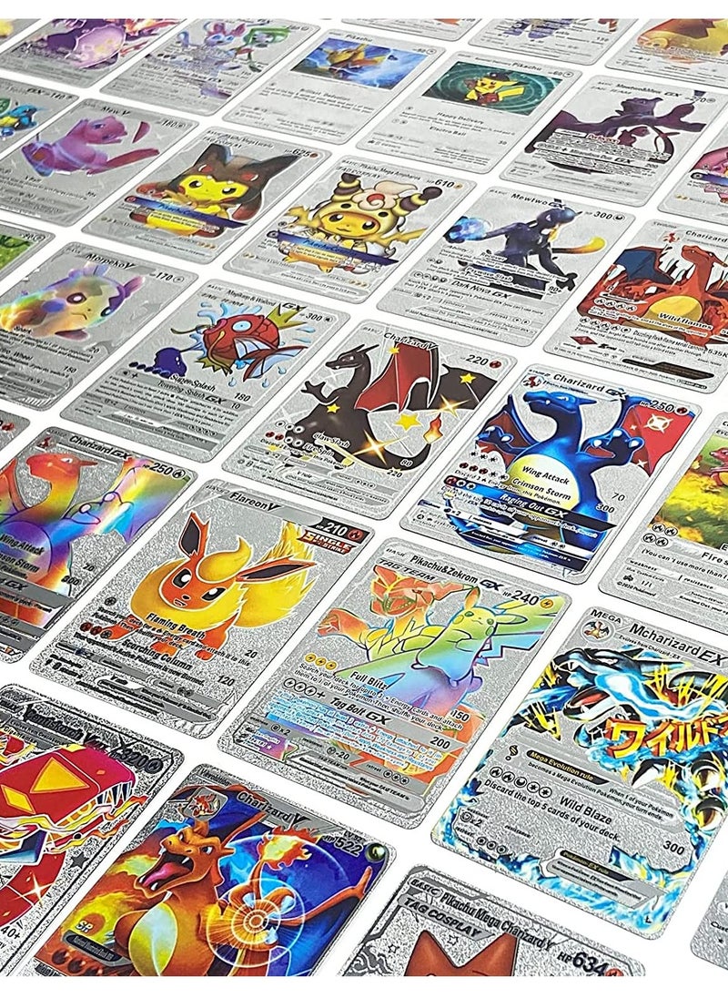 Pokemon - Silver Pokemon Cards Set (55 pcs) - Including Vmax Rares V Series GX EX Rares Charizard Common Cards ( Random pic on cards box cover) - Image 1