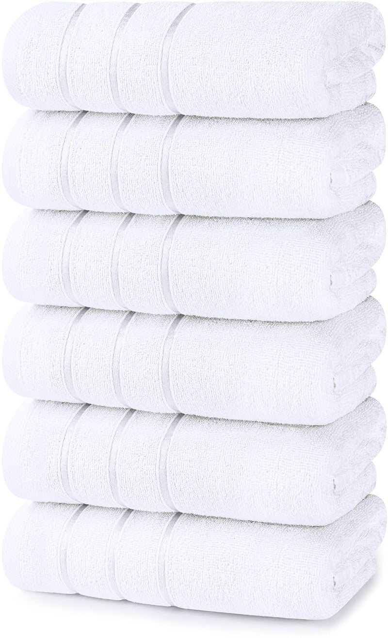 Utopia Towels - 6 Pack Viscos Hand Towels Set, (16 x 28 inches) 100% Ring Spun Cotton, Ultra Soft and Highly Absorbent 600GSM Towels for Bathroom, Gym, Shower, Hotel, and Spa (White) - Image 1